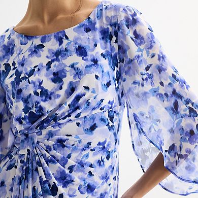 Women's Studio Connection Chiffon Printed Side Drape Dress