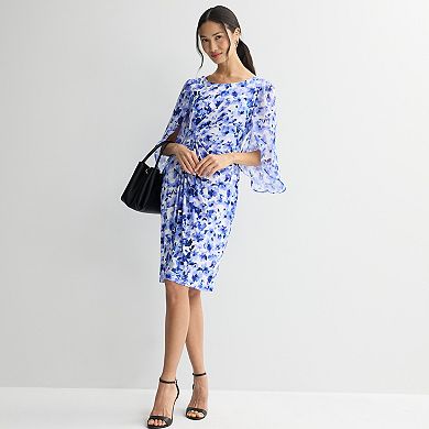 Women's Studio Connection Chiffon Printed Side Drape Dress