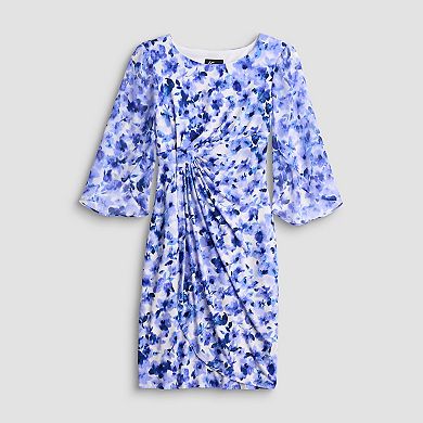 Women's Studio Connection Chiffon Printed Side Drape Dress