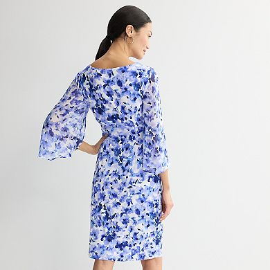 Women's Studio Connection Chiffon Printed Side Drape Dress