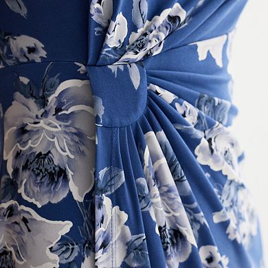 Women's Studio Connection Printed Cap Sleeve Side Drape Dress