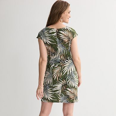 Women's Studio Connection Printed Cap Sleeve Side Tie Skirt Dress