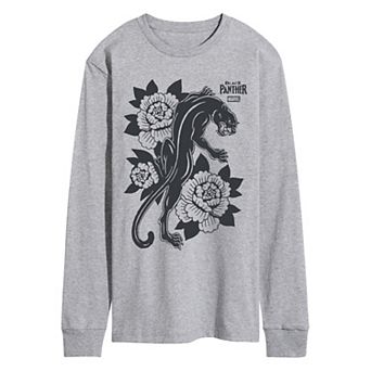 Men's Marvel Black Panther Floral Long Sleeve Graphic Tee