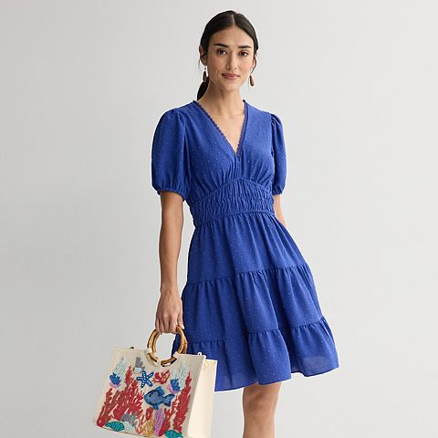 Женские платья Maison Women's Maison Tara Swiss Dot Lace Trim Fit & Flare Dress