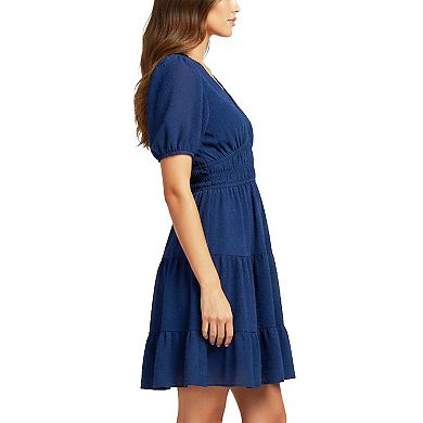 Women's Maison Tara Swiss Dot Lace Trim Fit & Flare Dress