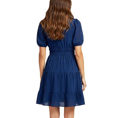Women's Maison Tara Swiss Dot Lace Trim Fit & Flare Dress