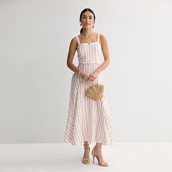 Women's Maison Tara Stripe Belted Midi Dress