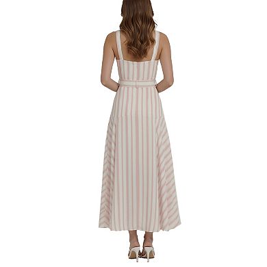 Women's Maison Tara Stripe Belted Midi Dress