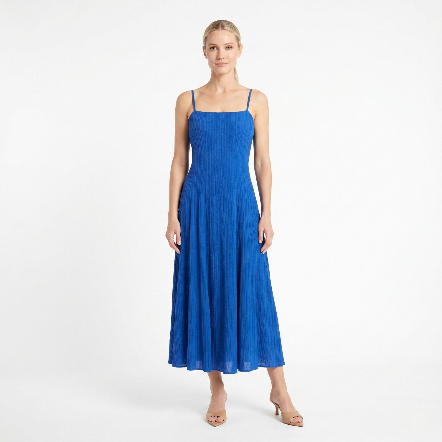Женские платья Maison Tara Stripe Texture Fit & Flare Midi Dress