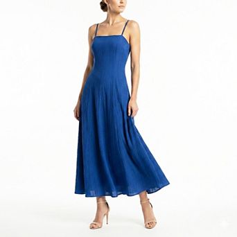 Women's Maison Tara Stripe Texture Fit & Flare Midi Dress