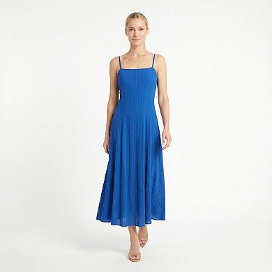 Women's Maison Tara Stripe Texture Fit & Flare Midi Dress