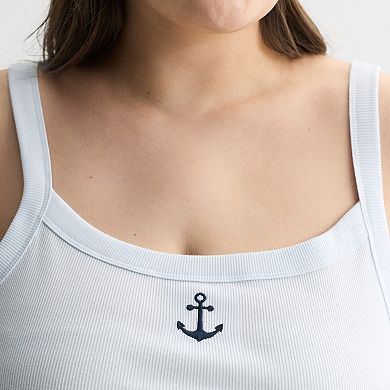 Juniors' Plus Size SO® Banded Scoop Neck Rib Tank Top