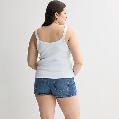 Juniors' Plus Size SO® Banded Scoop Neck Rib Tank Top