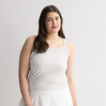 Juniors' Plus Size SO® Banded Scoop Neck Rib Tank Top
