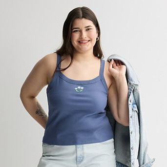 Juniors' Plus Size SO® Banded Scoop Neck Rib Tank Top