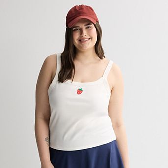 Juniors' Plus Size SO® Banded Scoop Neck Rib Tank Top