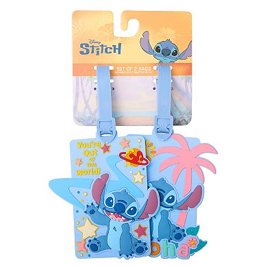 Jacmel Disney Stitch Light Blue Tropical Luggage Tag 2-pc. Set