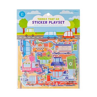 Pulsar Things That Go 2-Sided Playset & 2 Puffy Sticker Sheet Set