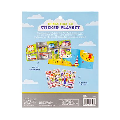 Pulsar Things That Go 2-Sided Playset & 2 Puffy Sticker Sheet Set