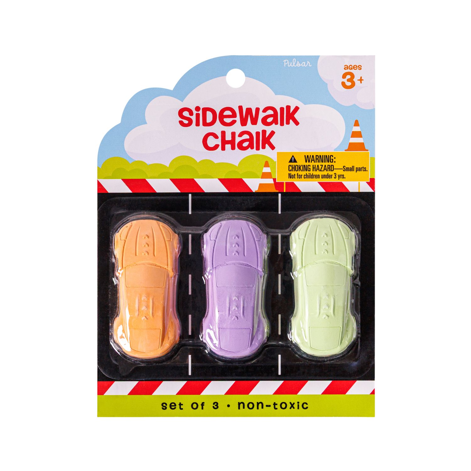 Детские игрушки Pulsar 3 pc Car Shaped Sidewalk Chalk Set