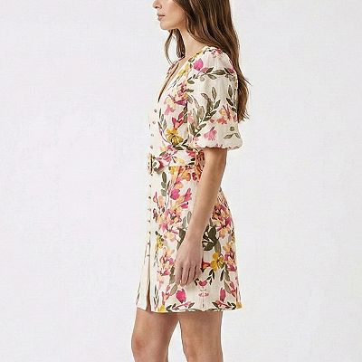 womens belted shirt dress Southern Tide Women's Tinley Striped Belted Midi Shirtdress Peaches N' Cream (Size L) 52% Linen 48% Viscose