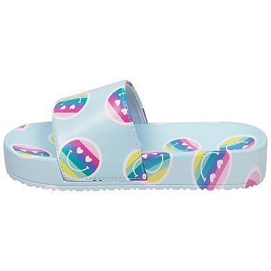 Elli by Capelli Kids Rainbow Smiley Print Platform Slide Sandals