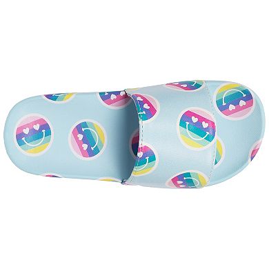 Elli by Capelli Kids Rainbow Smiley Print Platform Slide Sandals