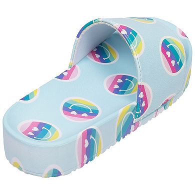 Elli by Capelli Kids Rainbow Smiley Print Platform Slide Sandals