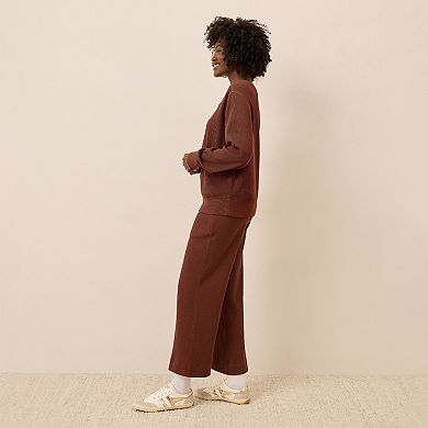 Thermal Waffle Wide Leg Pant
