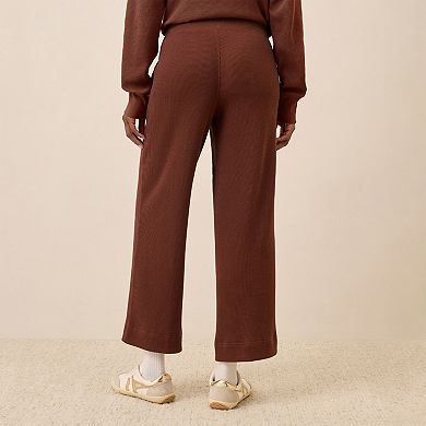Thermal Waffle Wide Leg Pant