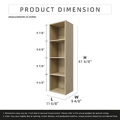 41.81 in. Tall Wood 4-Shelf Etagere Bookcase