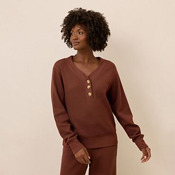 Thermal Waffle Henley Pullover Made with Organic Cotton