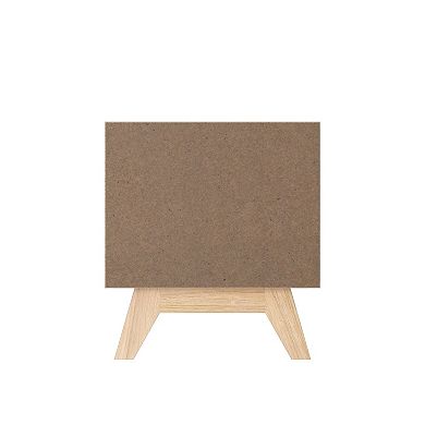 18.89 in. White and Natural Oak Rectangle Wood End Table with 2 Drawers