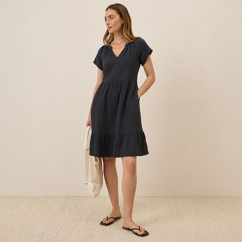 coastal double gauze beach to brunch dress Pact Women's Organic Cotton Breezy Color:Cayon Rose Womens Pact Organic Cotton Style:AP1E213273 DREAM PAIRS Girls Memory