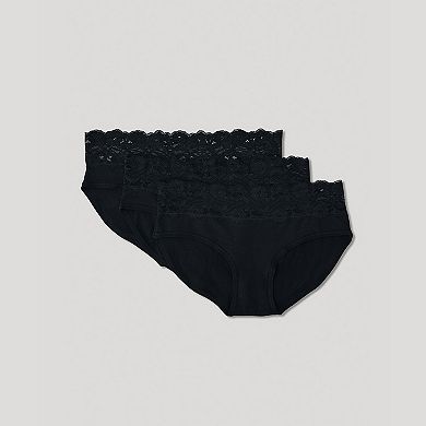 Lace Waist Brief 3-Pack Made with Organic Cotton