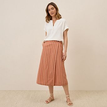 Canopy Linen Blend Wrap Skirt Made With Organic Cotton