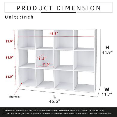 34.96 in. Tall Wood 3-Shelf Etagere Bookcase