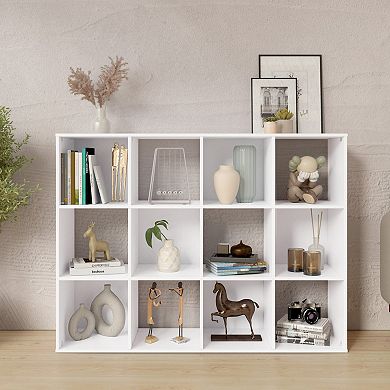 34.96 in. Tall Wood 3-Shelf Etagere Bookcase