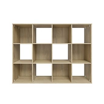 34.96 in Tall Wood 3-Shelf Etagere Bookcase