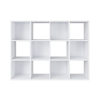 34.96 in Tall Wood 3-Shelf Etagere Bookcase