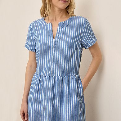Canopy Linen Blend Notch Neck Dress Made With Organic Cotton
