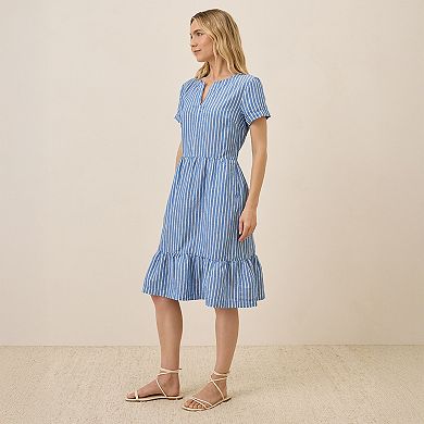 Canopy Linen Blend Notch Neck Dress Made With Organic Cotton