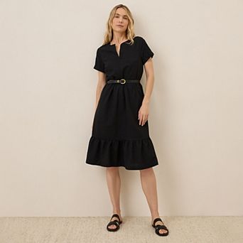 Canopy Linen Blend Notch Neck Dress Made With Organic Cotton