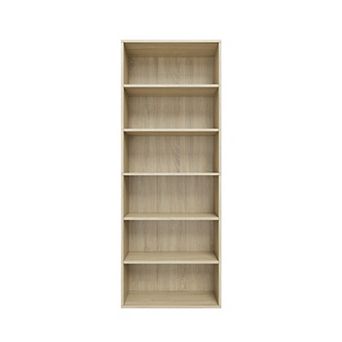 63.23 in Tall Wood 6-Shelf Etagere Bookcase with Adjustable Shelves
