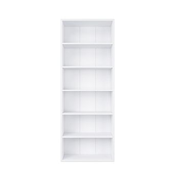 63.23 in Tall Wood 6-Shelf Etagere Bookcase with Adjustable Shelves
