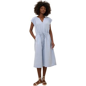 Coastal Double Gauze Tie Waist Midi Dress Made With Organic Cotton