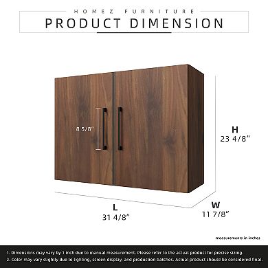 31.49 in. W x 11.81 in. D x 23.62 in. H Wall Kitchen Cabinet in Walnut with Adjustable Shelves