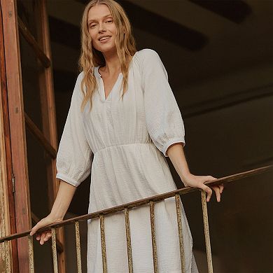 Coastal Double Gauze Peasant Dress Made With Organic Cotton