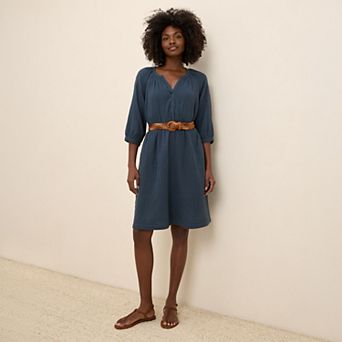 Coastal Double Gauze Peasant Dress Made With Organic Cotton