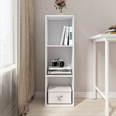 37.52 in. Tall Wood 3-Shelf Etagere Bookcase